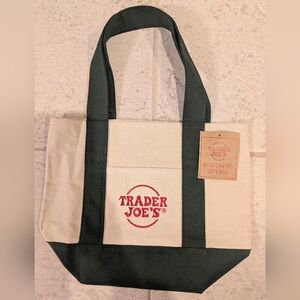 Trader Joe's Forest Green Canvas Mini Tote Bag